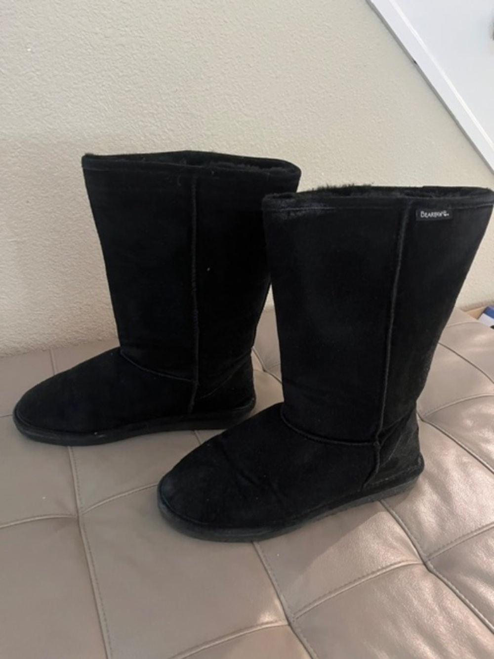 Black Faux Suede BearPaw Ladies Boots